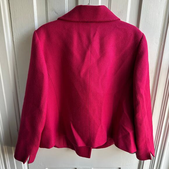 Talbots Textured Fuchsia Jacket with Draped Collar Wool Blend - Picture 8 of 8